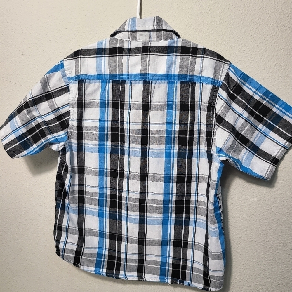 US Polo Boys Blue and Black Plaid Shirt - Picture 3 of 6
